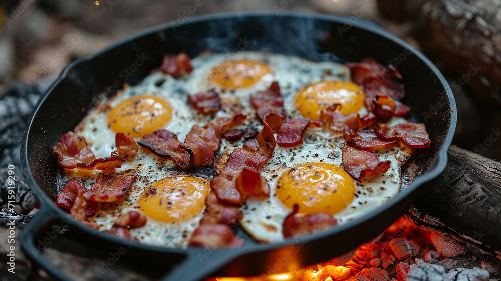 Fototapeta premium omelette in a pan for breakfast