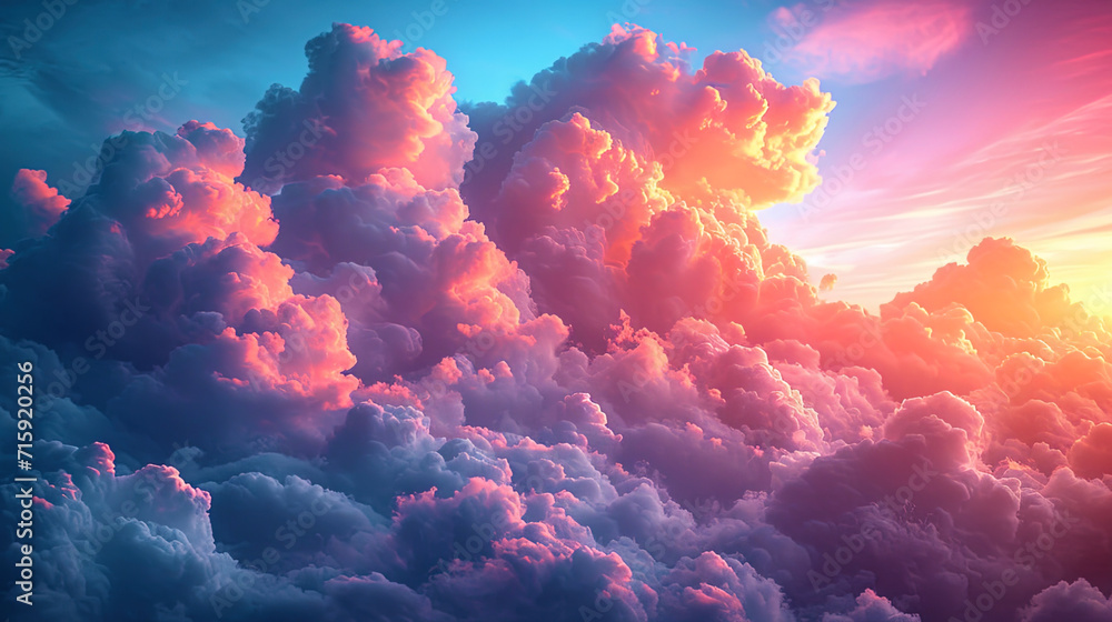 Heavenly background, where air clouds seem to swim in the world of light and color Heavenly background, where air clouds seem to swim in the world of light and color