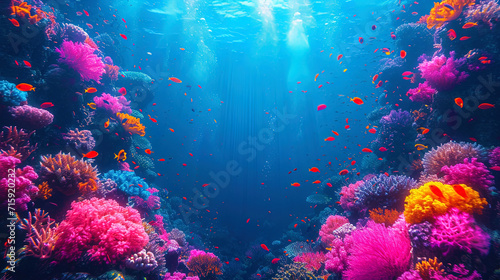 A photophone of the underwater world with many marine residents  creating a vivid and cheerful pic
