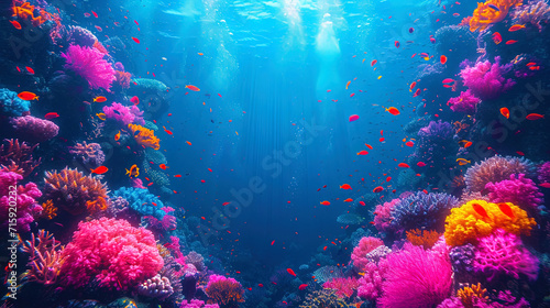 A photophone of the underwater world with many marine residents, creating a vivid and cheerful pic