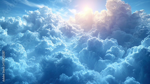 Heavenly background, where clouds create forms and contours on a blue canvas, like an artistic pic