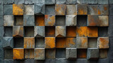 The background of bricks with a geometric pattern that gives the surface a strict and modern look