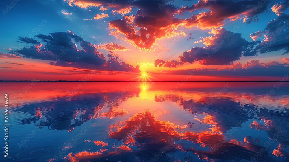 The background of heaven, where overflow of reflection of sunset in water creates visual magic and The background of heaven, where overflow of reflection of sunset in water creates visual magic and