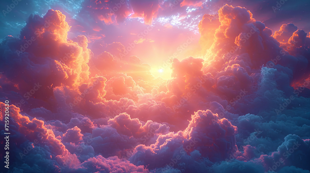 The background of heaven, where the game of light and shadow from the clouds creates the impressio The background of heaven, where the game of light and shadow from the clouds creates the impressio