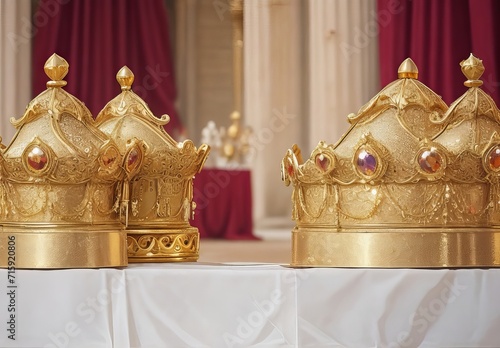 A pair of two golden crowns for weddings weddin photo