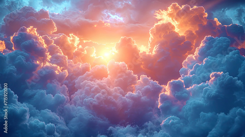 The heavenly background  where the game of light and shadow on the clouds creates the impression o