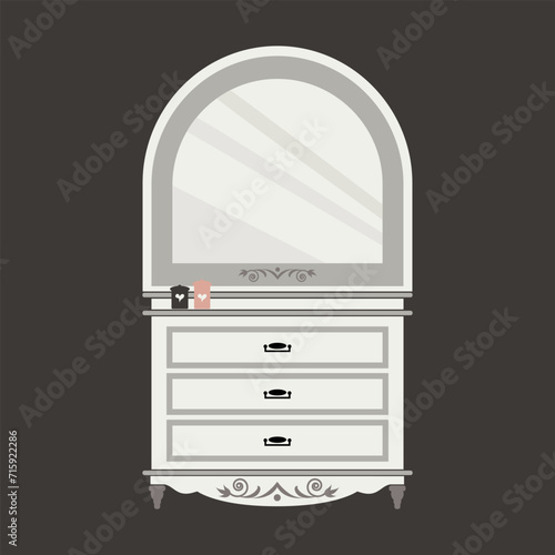 brown mirror vintage decor vector furniture bedroom chic cozy chest of drawers