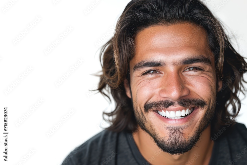Closeup photo portrait of a handsome latino man smiling with clean teeth. for a dental ad Closeup photo portrait of a handsome latino man smiling with clean teeth. for a dental ad