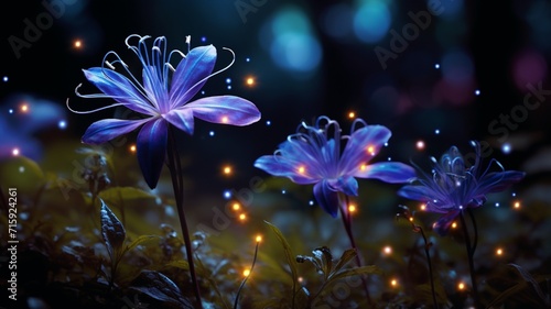 A picture of a rich blue color fantasy lily flower Ai generated art