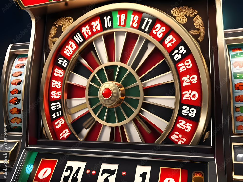 Slot Machine with Roulette Wheel. Generative AI Slot Machine with Roulette Wheel. Generative AI