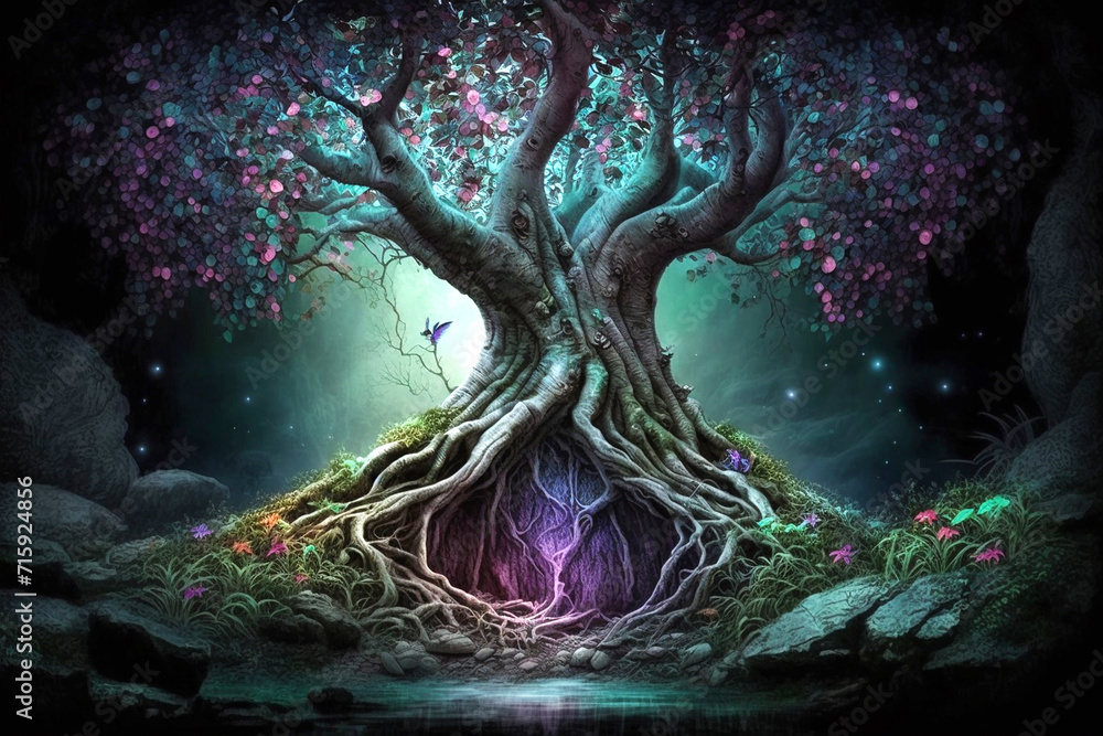 Fairy Tree In Mystic Forest 