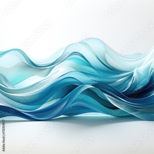 A photo of blue and white waving abstract background on white background Generative AI