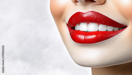 Usta kobiece, czerwona szminka, tło