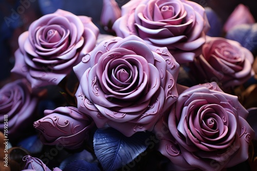 A photo of Purple roses on purple background Generative AI