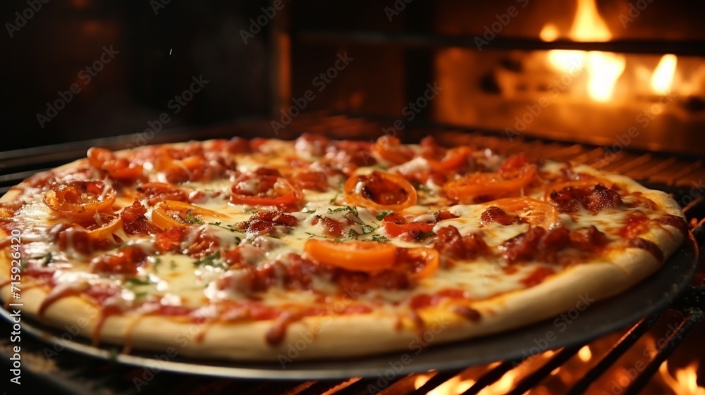 A close-up of a freshly baked pizza beautiful image Ai generated art