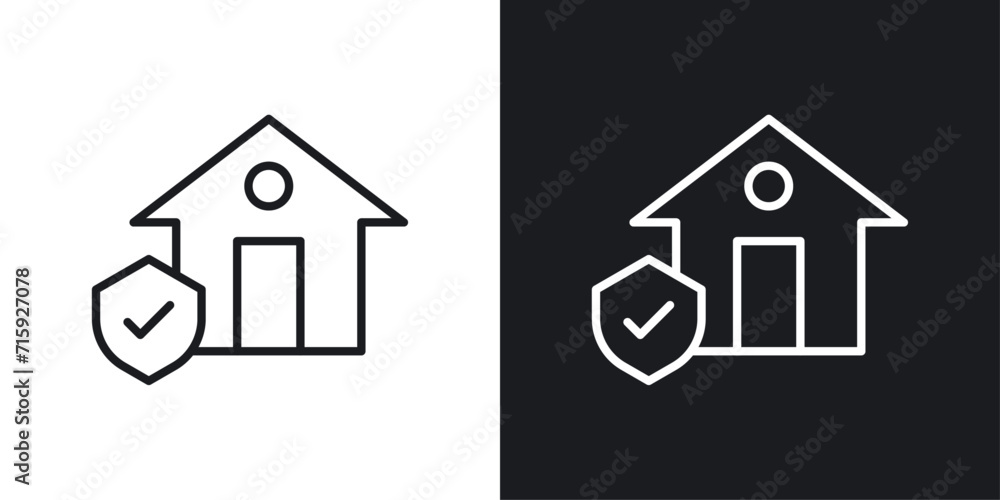 House insurance icon designed in a line style on white background.