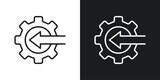Integration icon designed in a line style on white background.