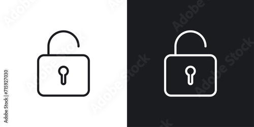 Unlock icon designed in a line style on white background.