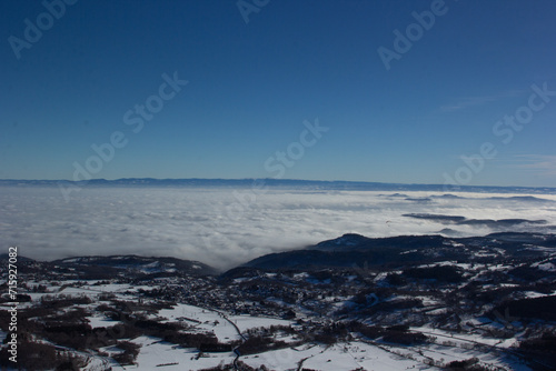 ocean of clouds over the mountains