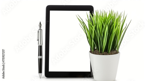 Digital Tablet Amidst Lush Green Foliage  A Blend of Nature and Technology
