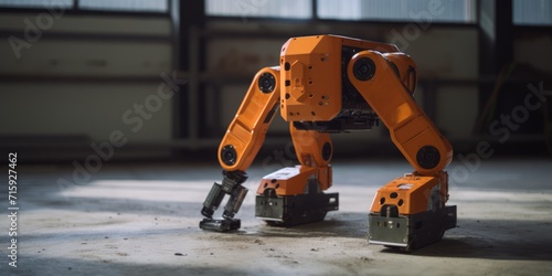 Special equipment of the future. Generative AI. Robots in production. Advanced high precision robot. Fully automated modern assembly line. Production line with industrial robots at modern factory.