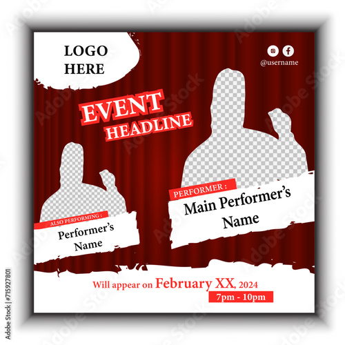 Social media post comedy music event flyer tamplate