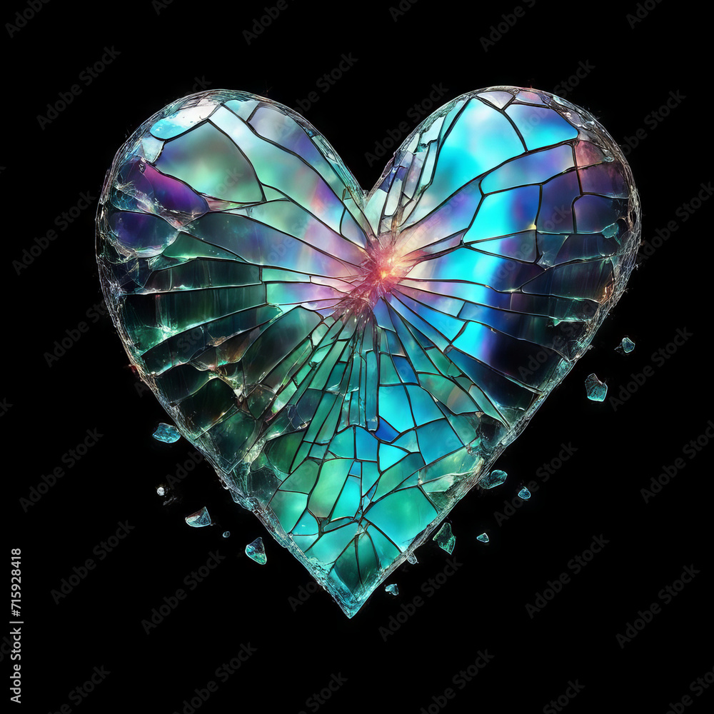 Fototapeta premium The rainbow glass heart is broken.
