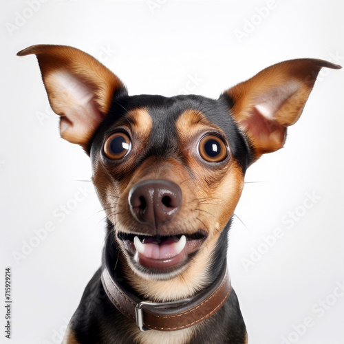 Funny surprised dog isolated on white background. Studio portrait of a dog with amazed face. © ita_tinta_