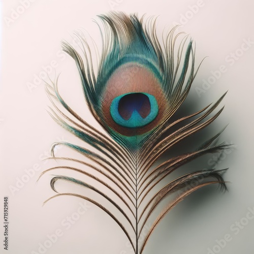 peacock feather isolated on white 