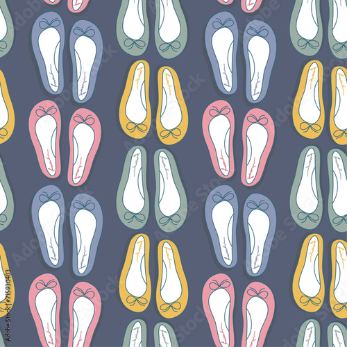 Vector illustration pattern shoes, ballet shoes, flat platform, no heel.