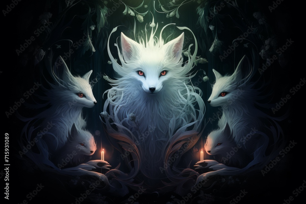 Luminescent spirit foxes - Generative AI