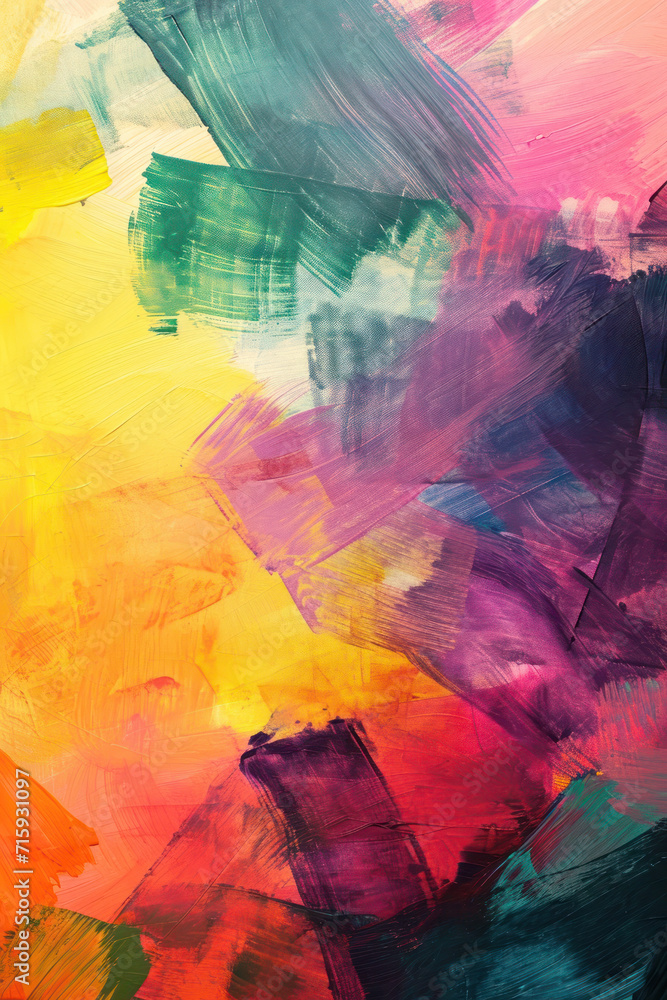 Painterly texture abstract background using bold bright brushstrokes with a contrasting color palette.