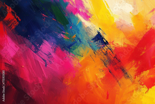 Painterly texture abstract background using bold bright brushstrokes with a contrasting color palette.