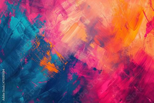 Painterly texture abstract background using bold bright brushstrokes with a contrasting color palette. photo