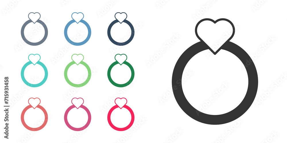 Black Diamond engagement ring icon isolated on white background. Set icons colorful. Vector Black Diamond engagement ring icon isolated on white background. Set icons colorful. Vector