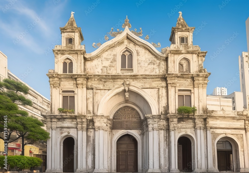 China macau beautiful old architecture building China macau beautiful old architecture building