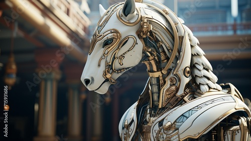 A robot horse boston dynamic renaissance style Ai generated art photo