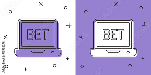 Set Online sports betting icon isolated on white and purple background. Sport bet bookmaker. Betting online make money. Vector