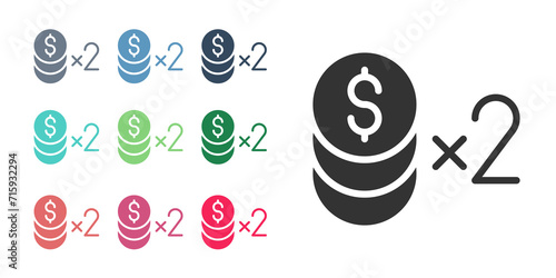 Black Casino chip with dollar symbol icon isolated on white background. Casino gambling. Set icons colorful. Vector