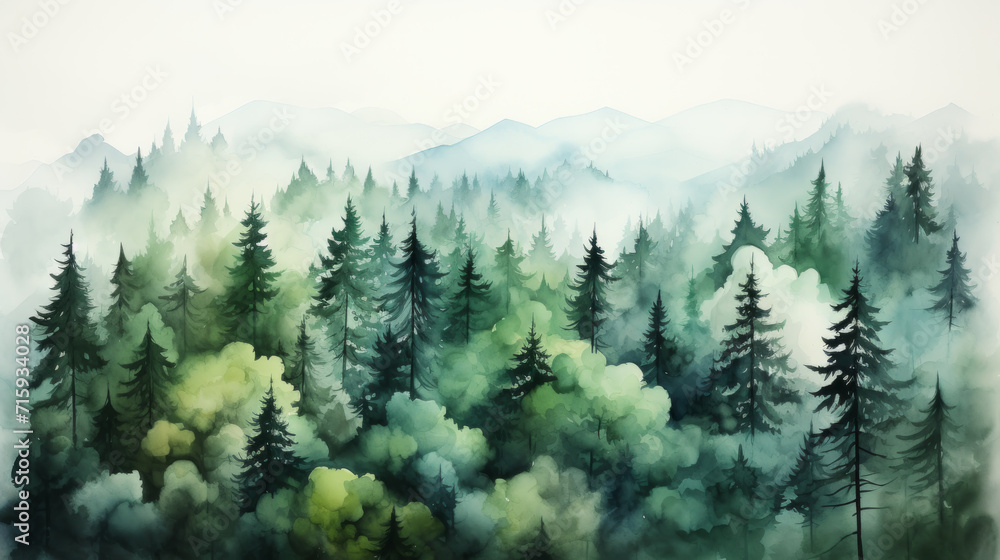 Fototapeta premium Amazing mystical fog forest landscape