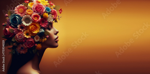 Portrait of a girl with flowers in her hair.