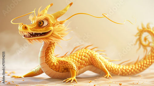 Golden Chinese Dragon in Festive Spirit, a symbol of good fortune and celebration of New Year © Ilnara