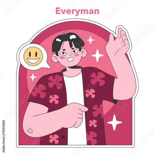 Personality psychological archetype. Character characteristics. Everyman collective unconscious prototype. Flat vector illustration