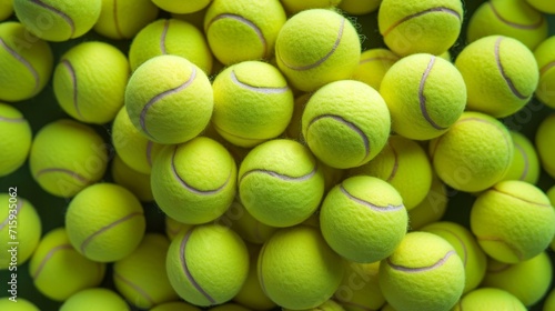 Lots of vibrant tennis balls pattern of new tennis balls for background © Mateen