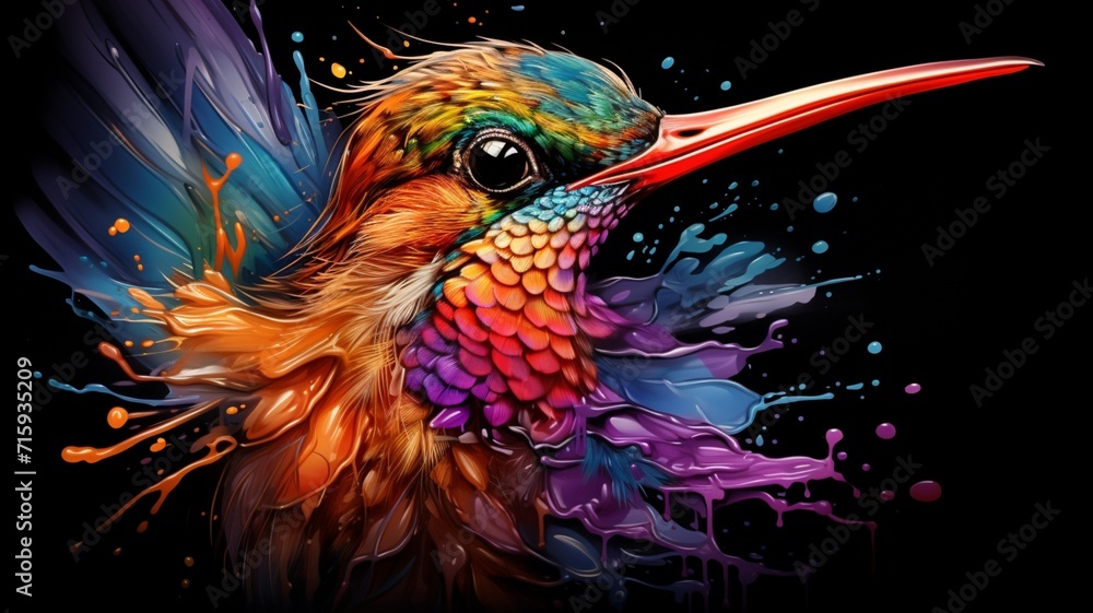 Fototapeta premium A hummingbird hyper detailed ice t-shirt design Ai generated art