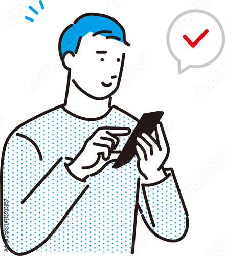 スマホで調べる男性ーベクターシンプルイラストセット