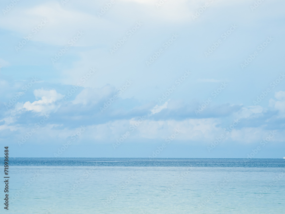 Landscape beautiful summer panorama horizon look view tropical shore open sea beach cloud clean  blue sky background calm nature ocean wave water nobody travel at Koh Muk Trang Thailand sun day time
