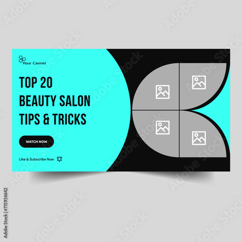 Beauty and spa salon techniques video thumbnail banner design, yoga concept video cover banner design, fully customizable vector eps 10 file format