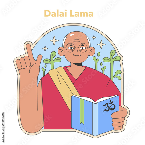 Εκτύπωση καμβά Dalai Lama illustration
