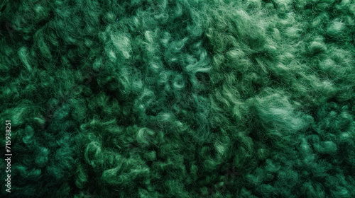 Abstract Texture of Green Sheep Wool. Embodying the Spirit of Saint Patrick's Day. Animal Wool Fibers Texture. Symbolizing Luck and Celebration photo